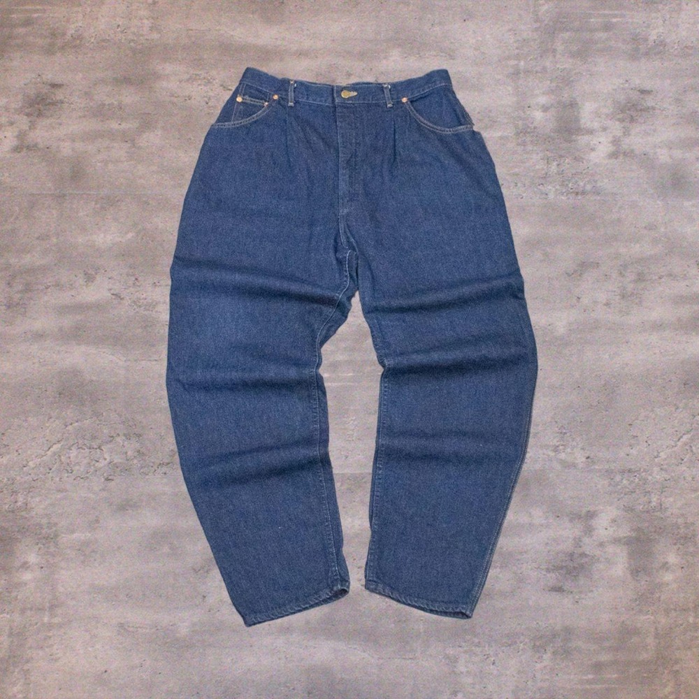 Vintage 1970's 70's Lee Talon 42 Darkwash One Wash Baggy Denim Jean's Pant's